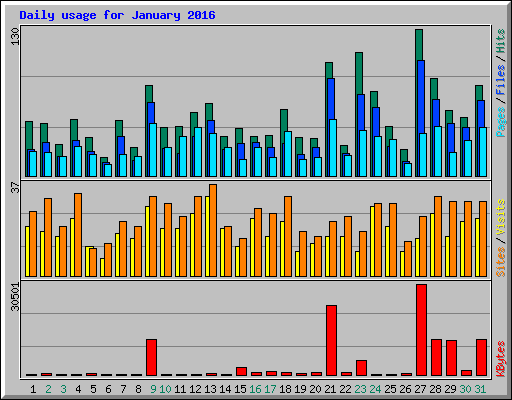 Daily usage for January 2016